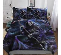 Gothic, Skeleton Duvet Cover, Soft & Cosy Polycotton Quilt Cover Bedding Sets 2 Pieces With Pillowcase Easy Care Anti Allergic Comforter Cover for Kids, Youth And Adult Single (135x200cm)