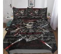 Gothic, Skeleton Duvet Cover with Pillow Cases 2 PCs Comforter Cover Bedding Set for Childrens And Adults Soft Microfiber with Zipper Closure Quilt Cover Double (200x200cm)