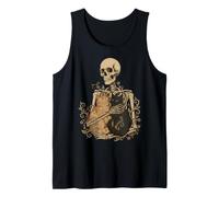 Gothic Skeleton Embracing Cats Design Spooky Pet Art Tank Top