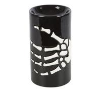 Gothic Skeleton Hand Oil Burner, Black Ceramic Wax Melter with White Bone Design, Halloween Theme Tea Light Holder, Aromatherapy Diffuser