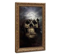Gothic Skeleton Haunted House Oil Painting Canvas Poster Bedroom Decor Landscape Office Room Decor Gift 8" L X 12" W