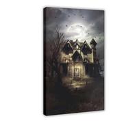 Gothic Skeleton Haunted House Oil Painting Canvas Poster Bedroom Decor Landscape Office Room Decor Gift 24" L X 36" W