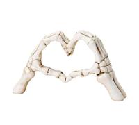 Gothic Skeleton Heart Hands Sculpture 6.3"- Unique Until Death Bone Heart Love Sign -Halloween Home Decor, Gothic Wedding Gift, Shelf Desktop Ornament