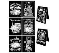 Gothic Skeleton Magnetic Bookmarks: 8 Pcs Horror Skull Magnet Book Page Markers Black Romance Bookmark Clips for Reading, Gifts for Women Men Book Lovers Office School Supplies