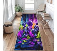 Gothic Skeleton Runner Rugs for Hallway 60x120, Neon Mushroom Hallway Runner Psychedelic Skull Pattern Carpet Runners for Kitchen Bedroom Living Room, Non Slip Long Rug AWm174