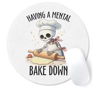 Gothic Skeleton Skull Mouse Pad, Having a Mental Bake Down Funny Mousepad Mouse Mat with Non-Slip Rubber Base for Home Office Desk Accessories, Gifts for Baking Lovers