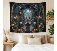Gothic Skeleton Wedding Rings Hands Halloween Tapestry 60x50 Inch