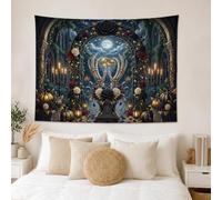 Gothic Skeleton Wedding Rings Hands Halloween Tapestry 80x60 Inch