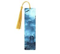 Gothic, Skeletons, Graveyards, Zombies, Vampires Double-Sided Printed Wooden Bookmarks 5pcs, Women Presents for Book Lovers Cool Notebook Accessories Birthday Presents for Men(5 Piece Set)