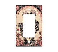 Gothic Skeletons Light Switch Cover Plates/Outlet Covers, Vintage Rose Floral for Halloween Decor, Thermoplastic Wall Plates,Standard Size Single Rocker