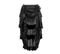 Gothic Skirt Women Ruffled Drawstring Pleated Skirt Vintage Midi Pirate Skirt Renaissance Halloween Costumes Retro Victorian Tiered Skirt Ruffle Layered Swing Skirt High Waist Asymmetrical Hem