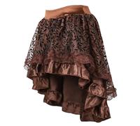 Gothic Skirt Women's Double Layer Steampunk Mini Skirt Women's Elastic Waist Costume Skirt with Lace Vintage Victorian Skirts Layer Skirt Pirate Skirt Festive Clothing for Halloween and Carnival