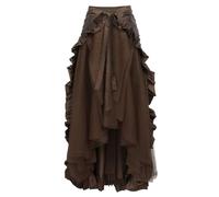 Gothic Skirt Women's High Waist Steampunk Maxi Skirt with Ruffles Long Costume Skirt with Irregular Hem Vintage Victorian Skirts Wrap Skirt Festive Clothing for Halloween and Carnival
