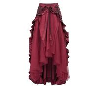 Gothic Skirt Women's High Waist Steampunk Maxi Skirt with Ruffles Long Costume Skirt with Irregular Hem Vintage Victorian Skirts Wrap Skirt Festive Clothing for Halloween and Carnival