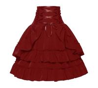 Gothic Skirt Women's High Waist Steampunk Mini Skirt Short Costume Skirt with Ruffles Vintage Victorian Layered Skirt A-line Skater Petticoat Lace-up Skirt Pirate Skirt Festive Costume for Halloween