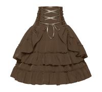 Gothic Skirt Women's High Waist Steampunk Mini Skirt Short Costume Skirt with Ruffles Vintage Victorian Layered Skirt A-line Skater Petticoat Lace-up Skirt Pirate Skirt Festive Costume for Halloween