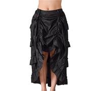 Gothic Skirt Women's Long Steampunk Maxi Skirt High Waist Medieval Costume Skirt with Ruffles Vintage Renaissance Petticoat with Irregular Hem Pirate Skirt Dance Skirt for Halloween and Carnival