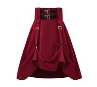 Gothic Skirt Women's Short Steampunk Mini Skirt with Belt Traditional Skirt High Waist Elastic Vintage Victorian A-line Skater Petticoat Pirate Skirt Festive Costume for Halloween and Carnival