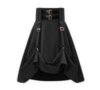 Gothic Skirt Women's Short Steampunk Mini Skirt with Belt Traditional Skirt High Waist Elastic Vintage Victorian A-line Skater Skirts Pirate Skirt Festive Clothing for Halloween and Carnival