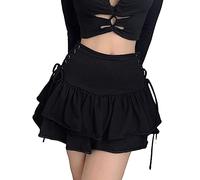 Gothic Skirt Women's Short Steampunk Pleated Skirt Women's High Waist Punk Mini Skirt with Ruffles A-line Swing Skirts Pleated Skirt Festive Clothing Layered Skirt for Halloween & Carnival Y2K