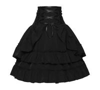 Gothic Skirt, Women's Short, Steampunk Skirt, Red, Multi-Layered Pirate Skirt with Drawstring, High-Waisted Fit, Renaissance Skirt, Sexy, Comfortable, Pleated Skirt, Halloween Costumes for Festivals