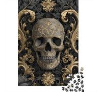 Gothic Skull 1000-Piece Recycled Cardboard Baroque Ornate Design Puzzle, Educational Decompression, Personalised Gift, Wall Decor & Family Holidays 70x50cm/1000pcs