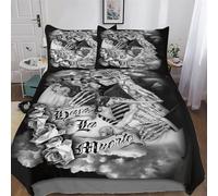 Gothic Skull 3D Duvet Cover Set Microfiber Bedding Set Quilt Cover 3 Pieces with Zipper Closure And Pillowcases For Boys, Girls And Teenagers Comforter Cover Double (200x200cm)