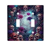 Gothic Skull And Rose Art Double Light Switch Cover Plate