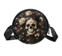 Gothic Skull and Rose Florals Small Crossbody Bags Wallet Bags with Adjustable Shoulder Strap & Large Capacity for Women