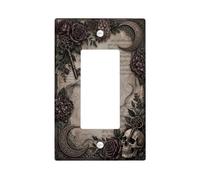 Gothic Skull And Rose Quote Single Rocker Light Switch Cover | Gothic Floral Motif, Vintage Skeleton Keys, Mystical Crescent Moons, Antique Music Notes, Moody Atmosphere