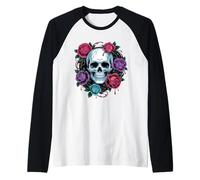 Gothic Skull and Roses Dark Romantic Flowers Men Women Kids Raglan Baseball Tee