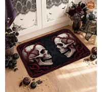 Gothic Skull and Vine Decor Skulls Halloween Kitchen Rugs 16x24 Inch | Thorny Vines, Rugs For Kitchen Floor, Dark Gothic Aesthetic, Seasonal Floor Accents, Haunting Home Decor