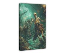 Gothic Skull Bandit Oil Painting Canvas Poster Wall Art Decor Print Picture Paintings for Living Room Bedroom Decoration 24x36inch(60x90cm)