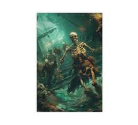 Gothic Skull Bandit Oil Painting Canvas Poster Wall Art Decor Print Picture Paintings for Living Room Bedroom Decoration 08x12inch(20x30cm)