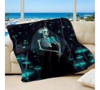 Gothic Skull Bat Snake Flannel Printed Blanket Gothic Style Cozy Sofa Bed Throw with Natural Mysterious Elements for Adults Multi-Use Flannel Fleece Blanket (07,150x200cm)