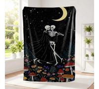 Gothic Skull Bat Snake Flannel Printed Blanket Gothic Style Cozy Sofa Bed Throw with Natural Mysterious Elements for Adults Multi-Use Flannel Fleece Blanket (06,150x200cm)