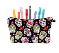 Gothic Skull Bencil Case - Writing Storage Bag, Creative Spacious School , Halloween Stationery Bag Accessories, Cool Zip Holder, Large Capacity Design, Girls