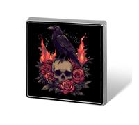 Gothic Skull Black Crow Button Pins Square Badge Personalized Button Brooch Lapel Pins for Women Men Gifts