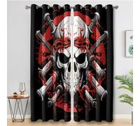 Gothic Skull Blackout Curtains for Living Room, Pirate Skull Curtains Bedroom Home Decor, Thermal Eyelet Window Drapes, 2 Panels 54 Drop, 46x54 (W x L) L-C&19
