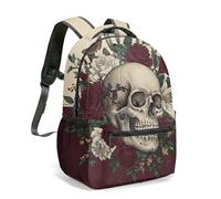 Gothic Skull Butterfly Mushroom Print Backpack, Witchcraft Occult Moon Dark Fantasy Daypack, 16 Inch Art Design Travel Bag (07)