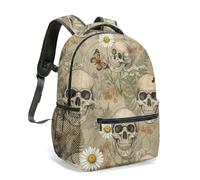 Gothic Skull Butterfly Mushroom Print Backpack, Witchcraft Occult Moon Dark Fantasy Daypack, 16 Inch Art Design Travel Bag (05)