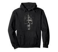 Gothic Skull Cathedral with Black Cats Dark Fantasy Art Pullover Hoodie