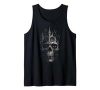 Gothic Skull Cathedral with Black Cats Dark Fantasy Art Tank Top
