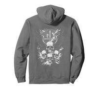 Gothic Skull Cross Art Wings Grunge Punk Y2K Emo Aesthetic Pullover Hoodie, Adult Unisex, Asphalt Grey, XX-Large