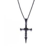Gothic Skull Cross Sword Necklace for Men and Women Vintage Thorn Sword Pendant Necklace Gothic Cross Skull Pendant Punk Halloween Goth Jewelry Dark Cross Necklace Theme Party Music Festival Cosplay