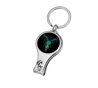 Gothic Skull Death Metals Nail Clippers with Keyring Flie | Bottle Opener Travel Portable Folding Slim Trimmer for Fingernail Toenail