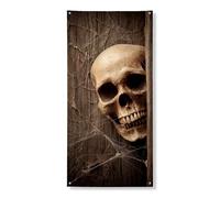 Gothic Skull Door Cover Banner Decorative, Spooky Halloween Wall Decor, Indoor Outdoor Haunted House Backdrop Festival Supplies 36x72 Inch