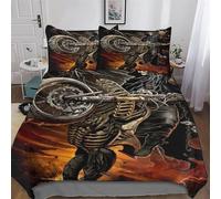 Gothic Skull Duvet Cover 3D Bedding Set Soft Brushed Microfiber Comforter Cover with Zipper Closure Quilt Cover with Pillowcase for Kids Teenagers Adult 2 Pieces Single (135x200cm)