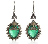 Gothic Skull Earring for Women,Vintage Crystal Cameo Teardrop Earrings Retro Dark Goth Skeleton Head Earrings Punk Style Skull Head Demon Earring Victorian Mystery Vampire Jewelry Halloween Outfit