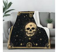 Gothic Skull Fall Throw Blanket For Couch, Astrology Skull Fleece Blanket For Bed, Mysterious Celestial Skeleton Cozy Blankets 40"x60" Soft Warm Lightweight For All Season Camping Travel Picnic